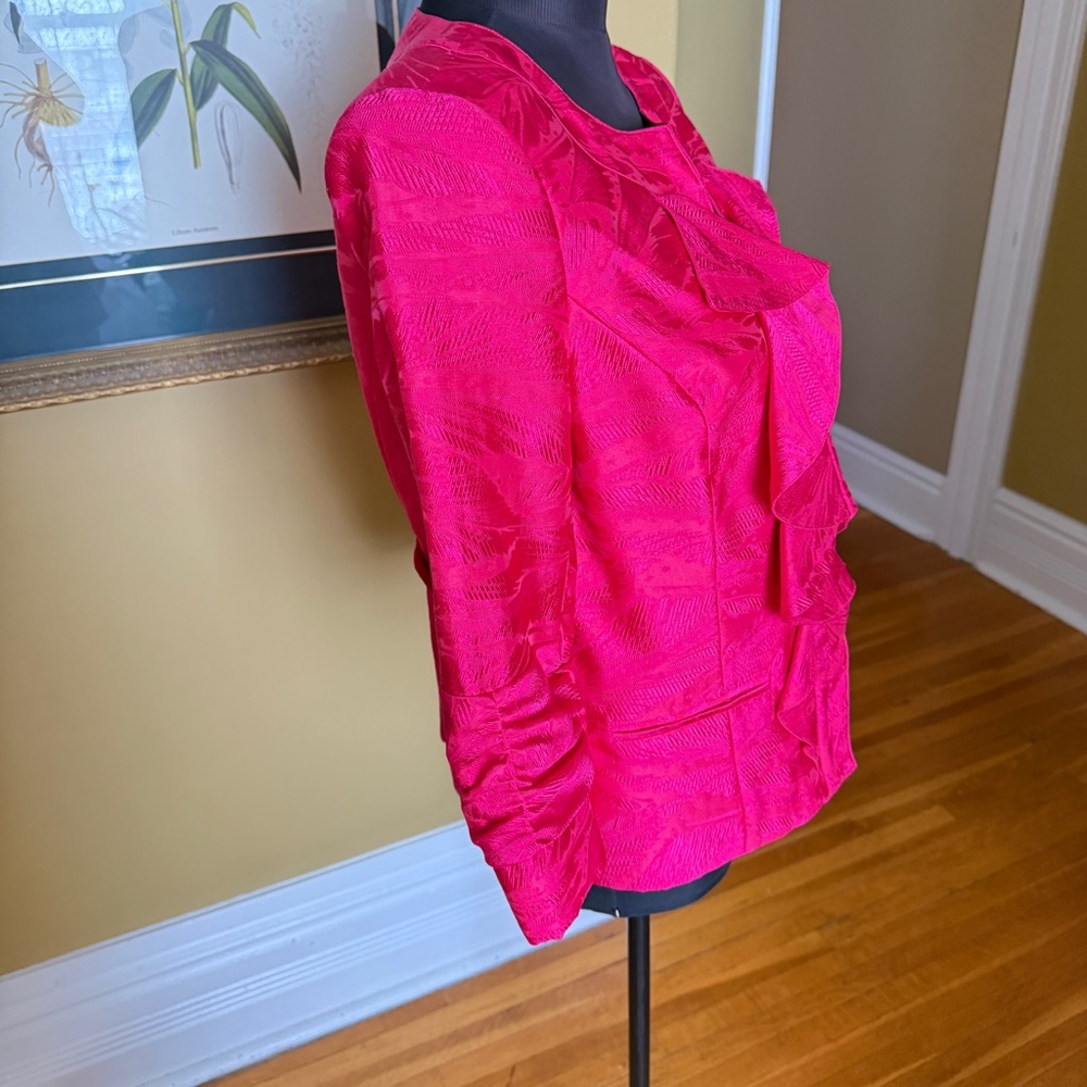 Vibrant Pink Ruffled Jacket - Picture 4 of 10
